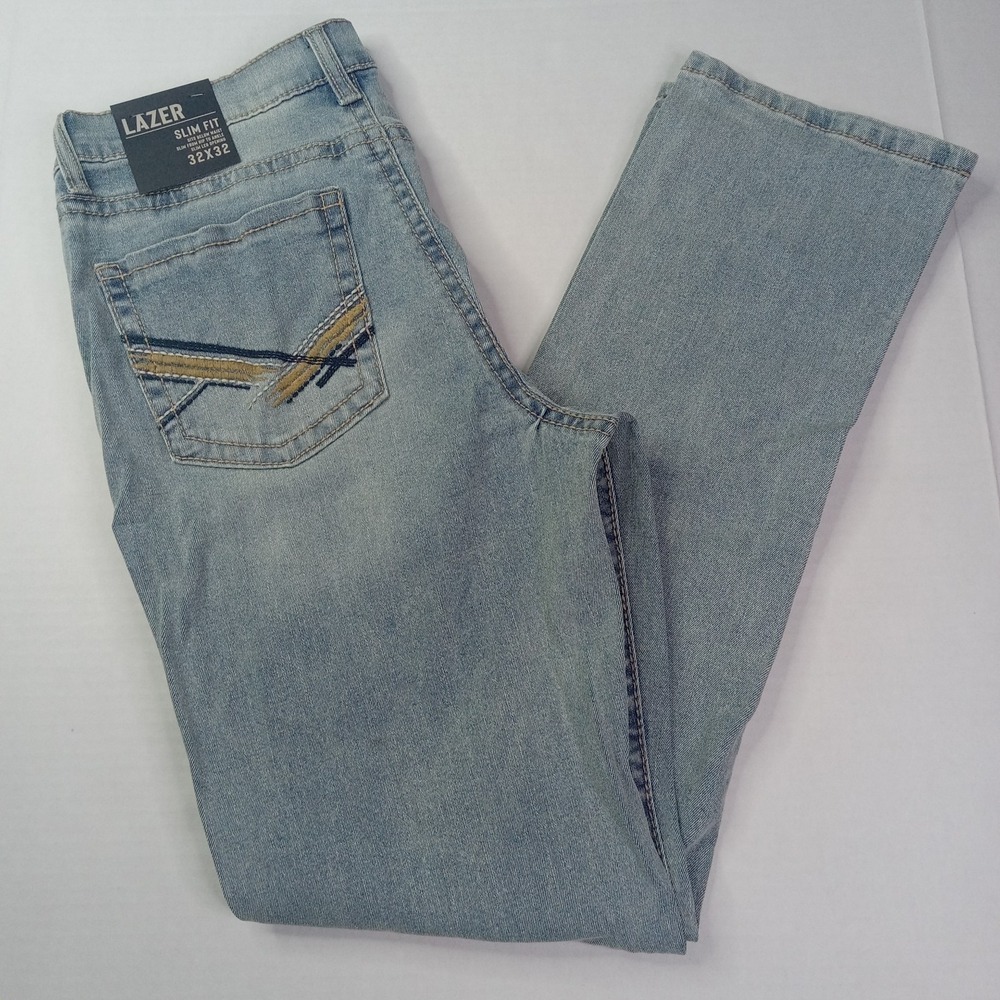 Lazer Slim Fit Jeans Men's Size 32x32 Blue Sits Below Waist Slim Leg Opening‎